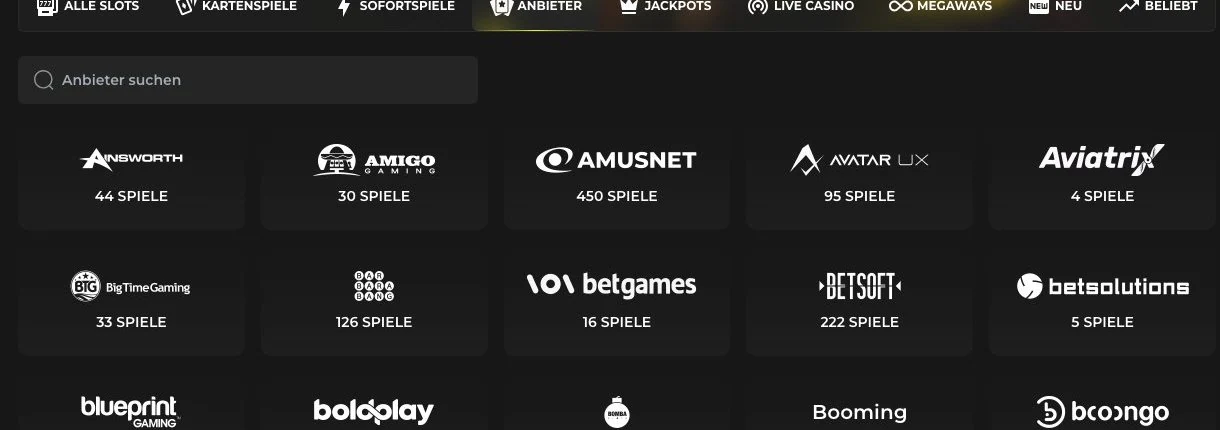 Need4Win: Liste der Spieleanbieter